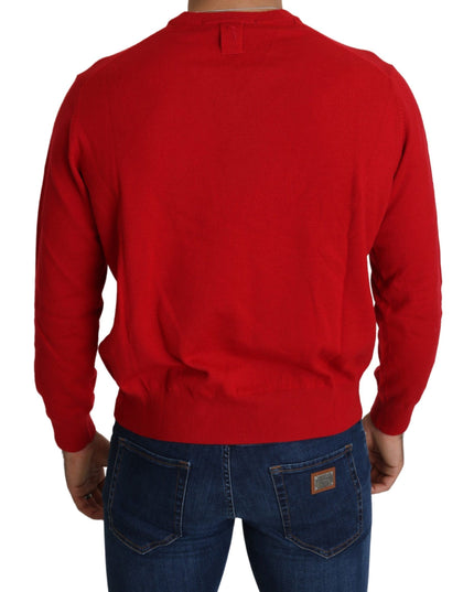 Billionaire Italian Couture Red V-neck Wool Sweatshirt Pullover Sweater