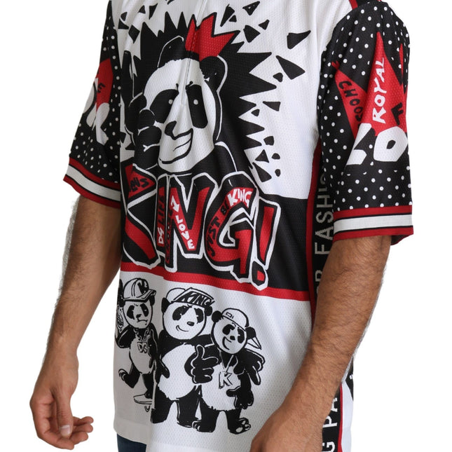 Dolce & Gabbana White King Panda Top Polyester Mens T-shirt