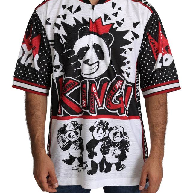 Dolce & Gabbana White King Panda Top Polyester Mens T-shirt