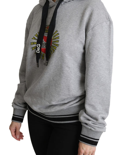 Dolce & Gabbana Gray Printed Hooded Exclusive Logo Sweater