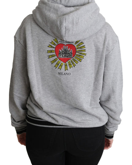 Dolce & Gabbana Gray Printed Hooded Exclusive Logo Sweater