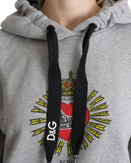 Dolce & Gabbana Gray Printed Hooded Exclusive Logo Sweater