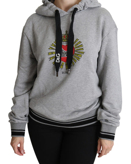 Dolce & Gabbana Gray Printed Hooded Exclusive Logo Sweater
