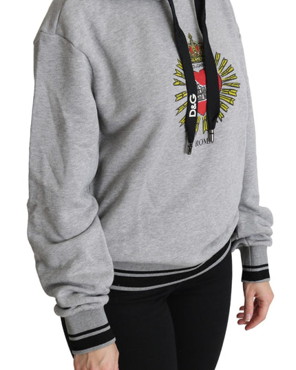 Dolce & Gabbana Gray Printed Hooded Exclusive Logo Sweater