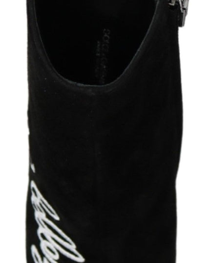 Dolce & Gabbana Black Suede L'Amore E'Bellezza Boots Shoes