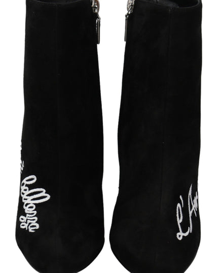Dolce & Gabbana Black Suede L'Amore E'Bellezza Boots Shoes