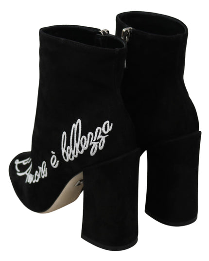 Dolce & Gabbana Black Suede L'Amore E'Bellezza Boots Shoes