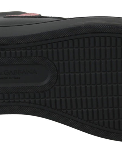 Dolce & Gabbana Black Leather Love Heart Sneakers Womens Shoes