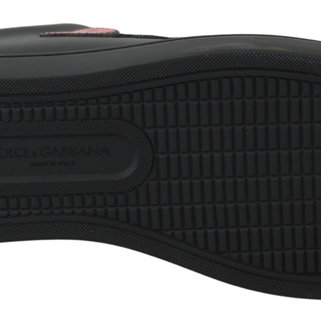 Dolce & Gabbana Black Leather Love Heart Sneakers Womens Shoes