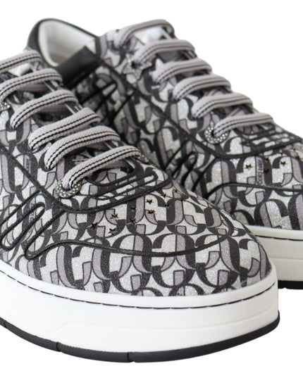 Jimmy Choo Glittering Slip-On Sneakers - Silver and Black