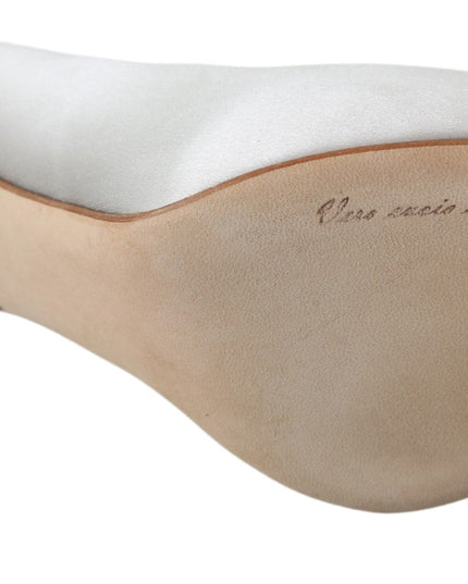 Dolce & Gabbana White Crystals Peep Toe Heels Satin Pumps Shoes