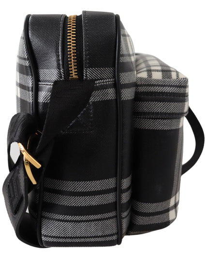 Versace Elegant Grey Leather Crossbody Bag