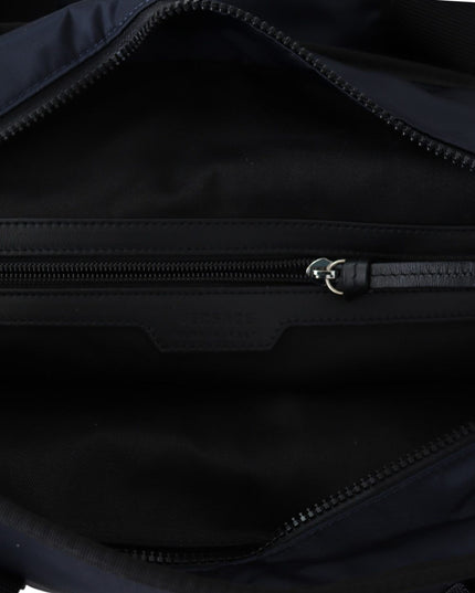 Versace Elegant Blue Nylon Tote Bag