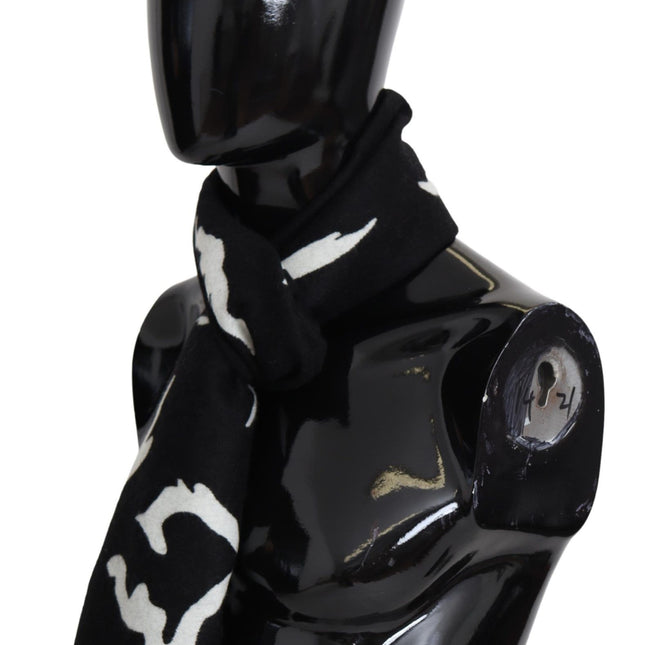 Givenchy Black White Wool Unisex Winter Warm Scarf Wrap Shawl