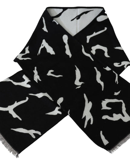 Givenchy Black White Wool Unisex Winter Warm Scarf Wrap Shawl