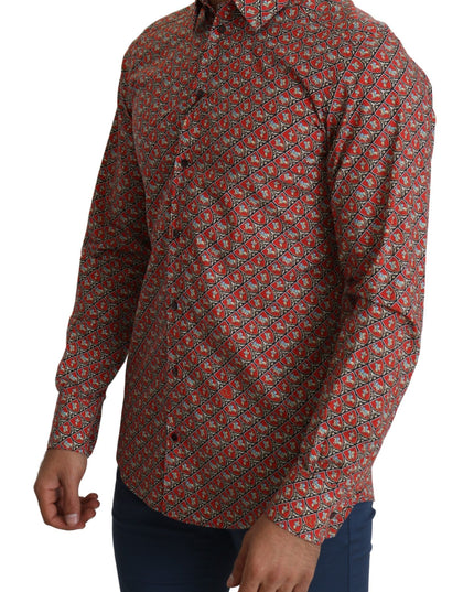 Dolce & Gabbana Red Printed Knight Formal Dress MARTINI Shirt