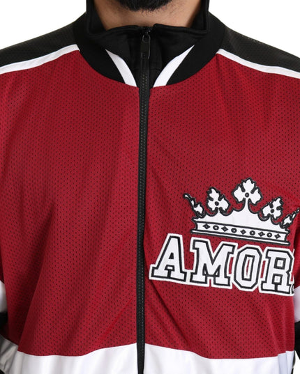 Dolce & Gabbana Red Black AMORE Sport Full Zipper Sweater