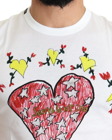 Dolce & Gabbana White Saint Valentine Print Cotton Men T-shirt