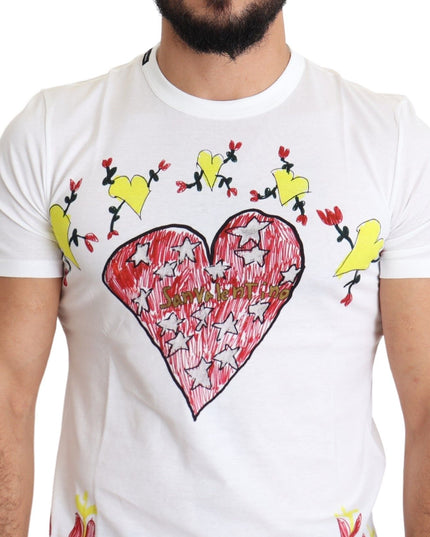 Dolce & Gabbana White Saint Valentine Print Cotton Men T-shirt