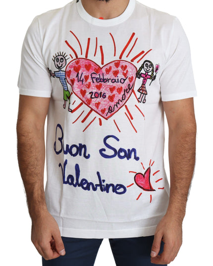 Dolce & Gabbana White Saint Valentine Hearts Print Men  T-shirt