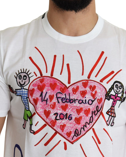 Dolce & Gabbana White Saint Valentine Hearts Print Men  T-shirt