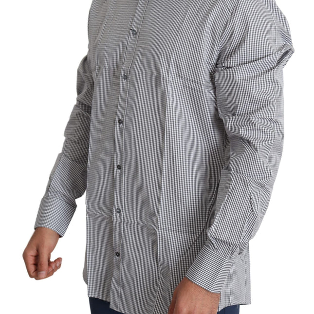 Dolce & Gabbana Black White Checkered GOLD Dress Cotton Shirt