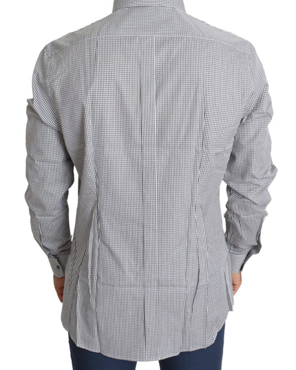 Dolce & Gabbana Black White Checkered GOLD Dress Cotton Shirt