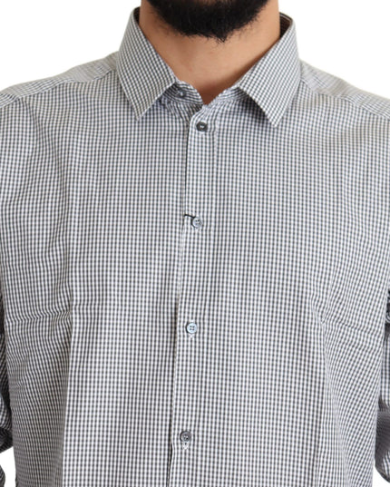 Dolce & Gabbana Black White Checkered GOLD Dress Cotton Shirt