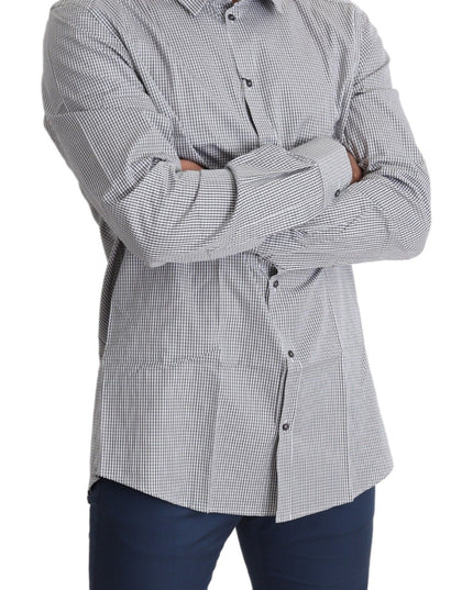 Dolce & Gabbana Black White Checkered GOLD Dress Cotton Shirt