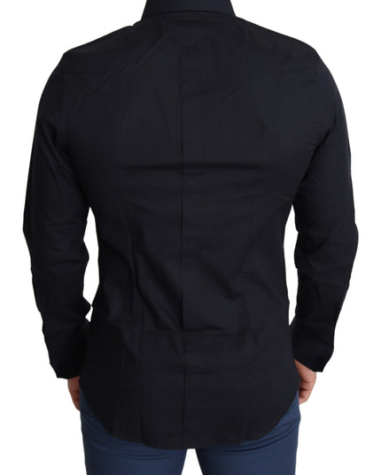 Dolce & Gabbana Blue Cotton Formal GOLD Dress Shirt