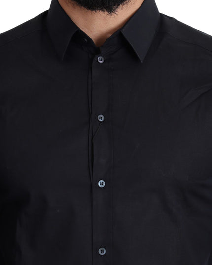 Dolce & Gabbana Blue Cotton Formal GOLD Dress Shirt