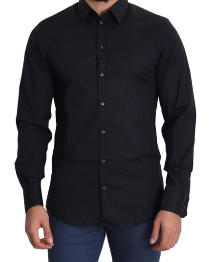 Dolce & Gabbana Blue Cotton Formal GOLD Dress Shirt