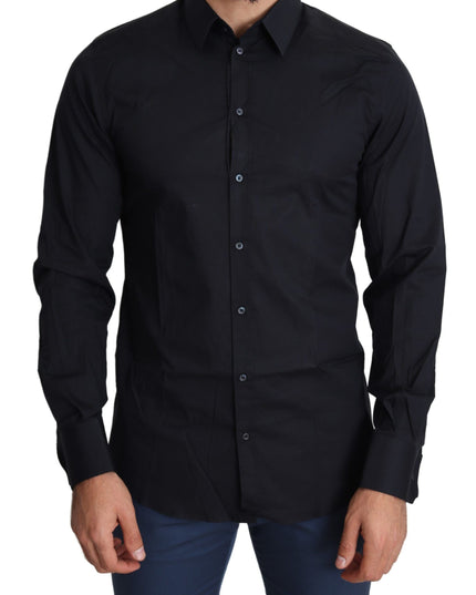 Dolce & Gabbana Blue Cotton Formal GOLD Dress Shirt