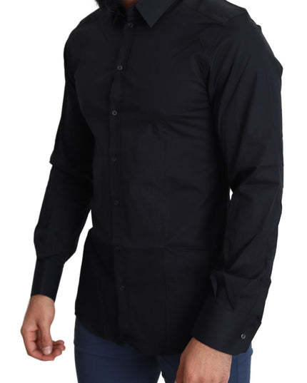 Dolce & Gabbana Blue Cotton Formal GOLD Dress Shirt