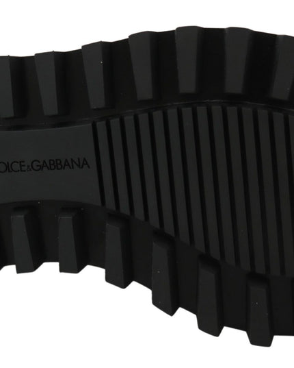 Dolce & Gabbana Black Rubberized Calfskin Chunky Derby Vulcano Shoes