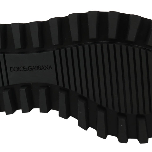 Dolce & Gabbana Black Rubberized Calfskin Chunky Derby Vulcano Shoes