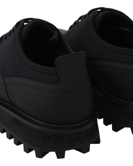 Dolce & Gabbana Black Rubberized Calfskin Chunky Derby Vulcano Shoes