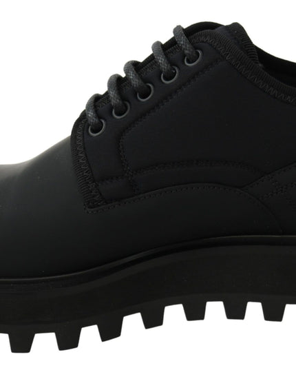 Dolce & Gabbana Black Rubberized Calfskin Chunky Derby Vulcano Shoes