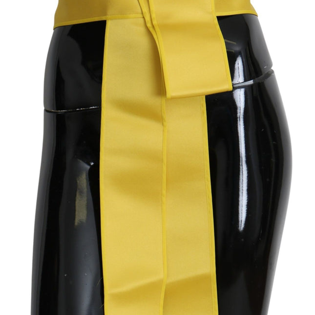 Dolce & Gabbana Yellow Wide Snap Button Closure Silk Belt