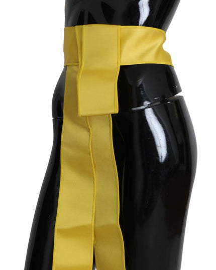 Dolce & Gabbana Yellow Wide Snap Button Closure Silk Belt