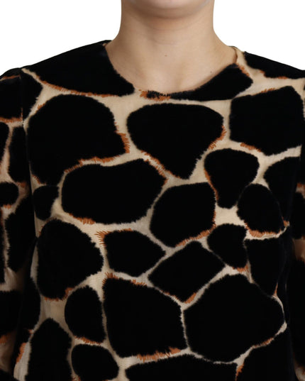 Dolce & Gabbana Black Giraffe Print Shift Mini Dress