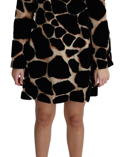 Dolce & Gabbana Black Giraffe Print Shift Mini Dress