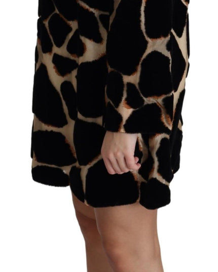 Dolce & Gabbana Black Giraffe Print Shift Mini Dress