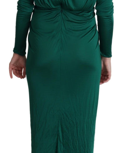 Dolce & Gabbana Green Fitted Silhouette Midi Viscose Dress