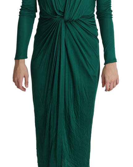 Dolce & Gabbana Green Fitted Silhouette Midi Viscose Dress