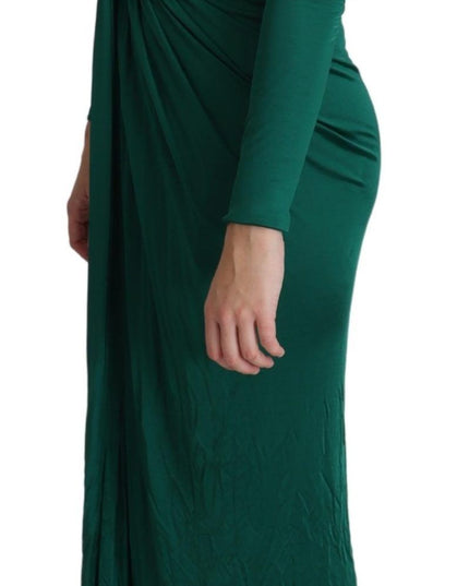 Dolce & Gabbana Green Fitted Silhouette Midi Viscose Dress