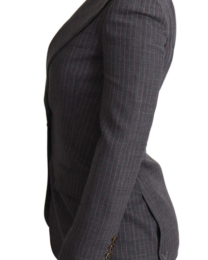 Dolce & Gabbana Gray Single Breasted Fitted Blazer Wool Jacket
