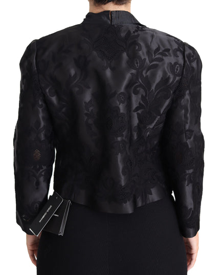 Dolce & Gabbana Black Lace Sheer Corset Organza Silk Jacket