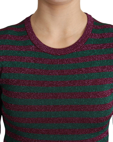 Dolce & Gabbana Multicolor Stripes Crew Neck Pullover Sweater