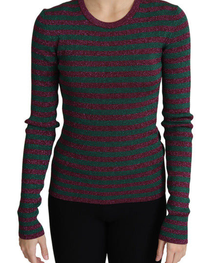 Dolce & Gabbana Multicolor Stripes Crew Neck Pullover Sweater